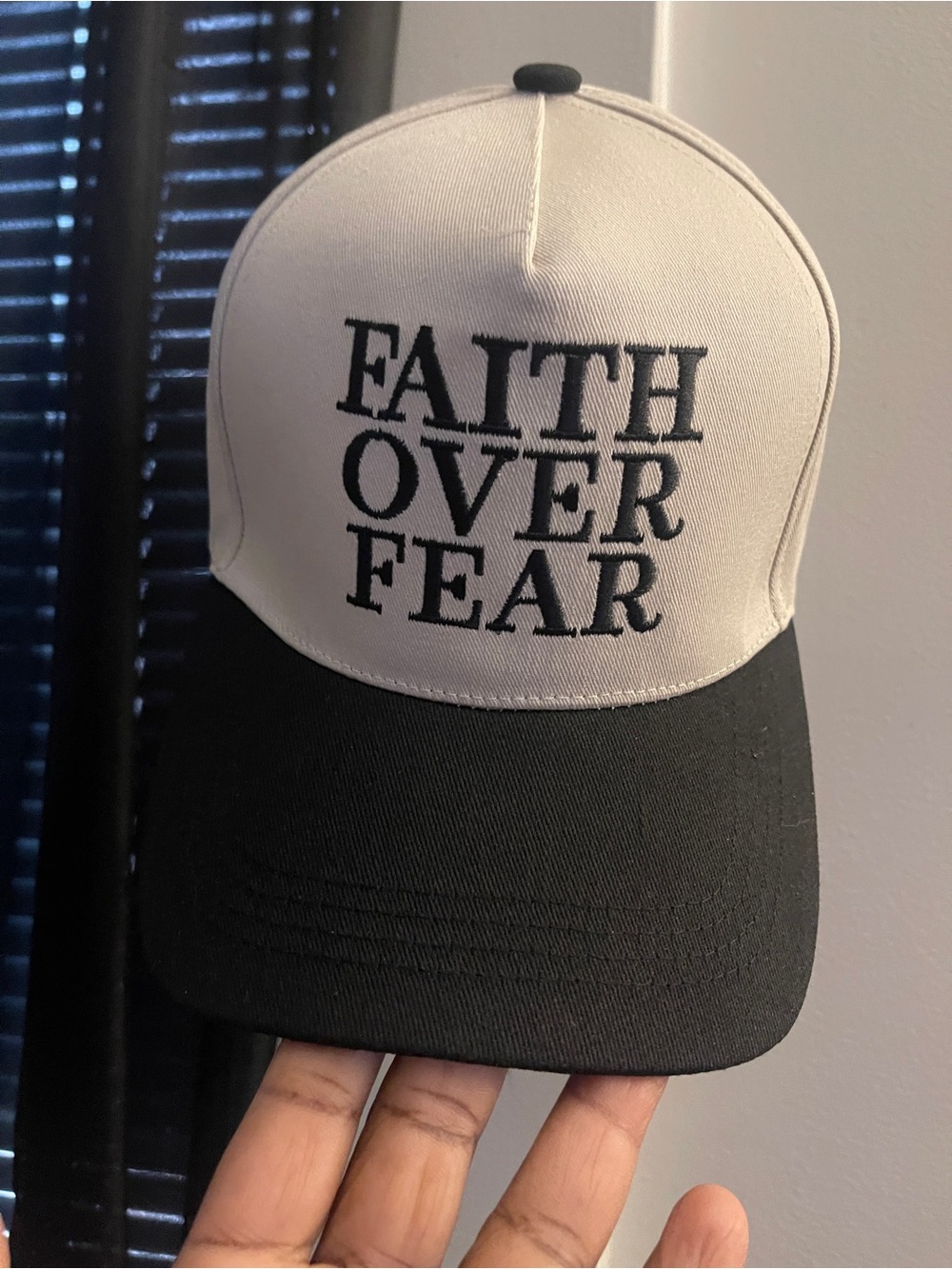 Zenana Faith Over Fear 2-Tone BB Cap Black/Cream Unisex Cap O/S Adjustable New
